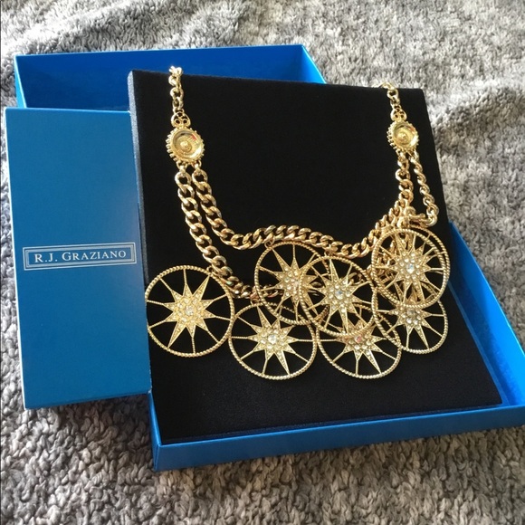 Gold Chain Starburst Necklace by RJ Raziano. Stunning. Rare. - Picture 2 of 8